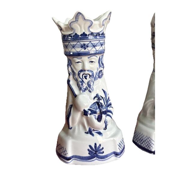 Royal Copenhagen Porcelain Three Kings Magi Wise Men Candle Holders Denmark FLAW - Picture 2 of 15